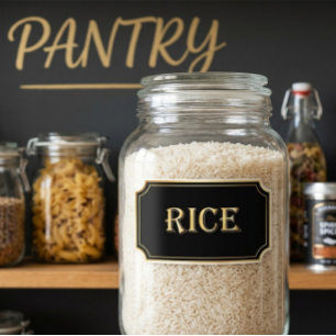 Elegant Vintage Black and Gold Pantry Label 