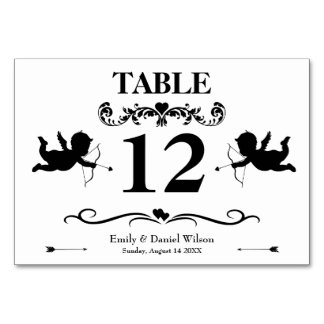 Elegant Vintage Black And White Wedding Table Number