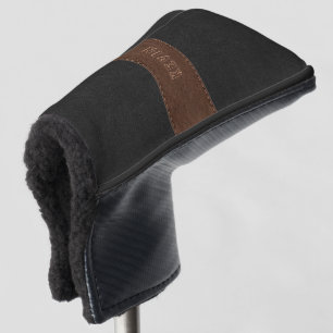 Elegant Vintage Black & Brown Stitched Leather Golf Head Cover