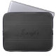 Elegant Vintage Black Faux Leather Look Stitches Laptop Sleeve (Front)