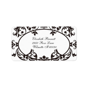Elegant Vintage Black Filigree  Label