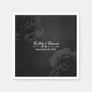 Elegant Vintage Black Floral Wedding Napkin