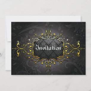 Elegant vintage black n gold invitation