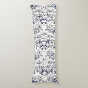 Elegant vintage black toile de jouy body pillow