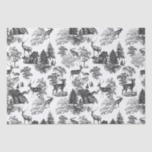 Elegant Vintage Black White Deer in Woodland Tissue Paper