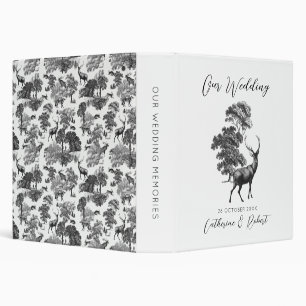 Elegant Vintage Black White Toile Deer Wedding Binder