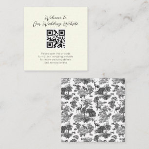 Elegant Vintage Black White Toile Deer Wedding Enclosure Card
