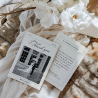 Elegant Vintage Black & White Wedding Photo Thank