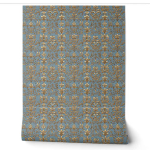 Elegant Vintage Blue and Gold   Wallpaper
