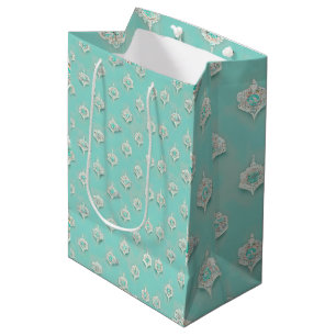 Elegant Vintage Blue Diamonds Cascade  Medium Gift Bag