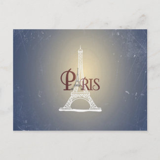 Elegant Vintage Blue Eiffel Tower Paris Design Postcard
