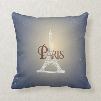 Elegant Vintage Blue Eiffel Tower Paris Design Throw Pillow