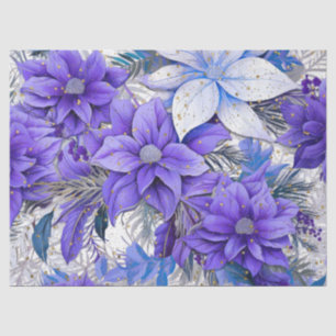 Elegant Vintage Blue Floral Christmas Decoupage  Tissue Paper