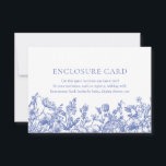 Elegant Vintage Blue Floral Enclosure Card<br><div class="desc">Enhance the charm of your wedding stationery with our Elegant Vintage Blue Floral Enclosure Card. This delicate and sophisticated card is designed to complement your wedding invitations and provide additional details or notes to your guests. The vintage-inspired blue floral pattern exudes timeless elegance, setting the tone for a romantic and...</div>