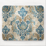 Elegant Vintage Blue Floral Mouse Pad<br><div class="desc">Beautiful watercolor distressed floral pattern in white,  beige and dusty blue,  perfect for offices.</div>