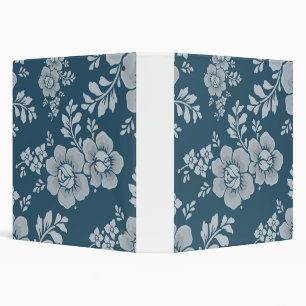 Elegant Vintage Blue Flower Pattern Binder