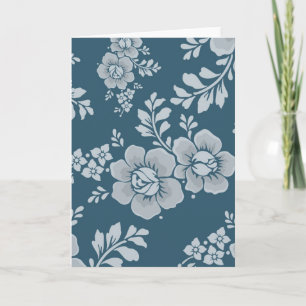 Elegant Vintage Blue Flower Pattern Card