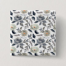 Elegant Vintage Blue Grey Watercolor Floral Botani