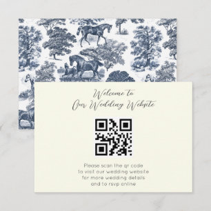 Elegant Vintage Blue Horse Toile Wedding Enclosure Card