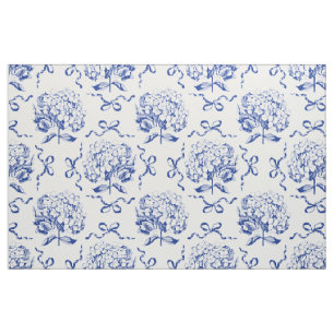 Elegant Vintage Blue Hydrangea Flower Bows Fabric