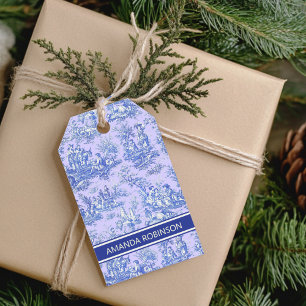 Elegant vintage blue purple toile de jouy  gift tags