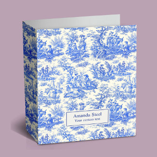 Elegant vintage blue toile de jouy binder