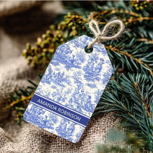 Elegant vintage blue toile de jouy  gift tags