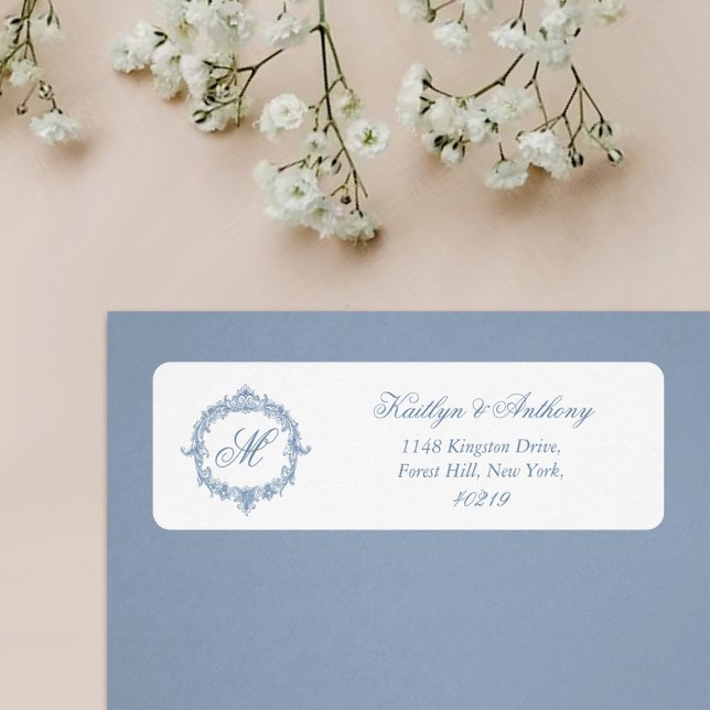 Elegant Vintage Blue Toile Monogram Wedding (Créateur téléchargé)