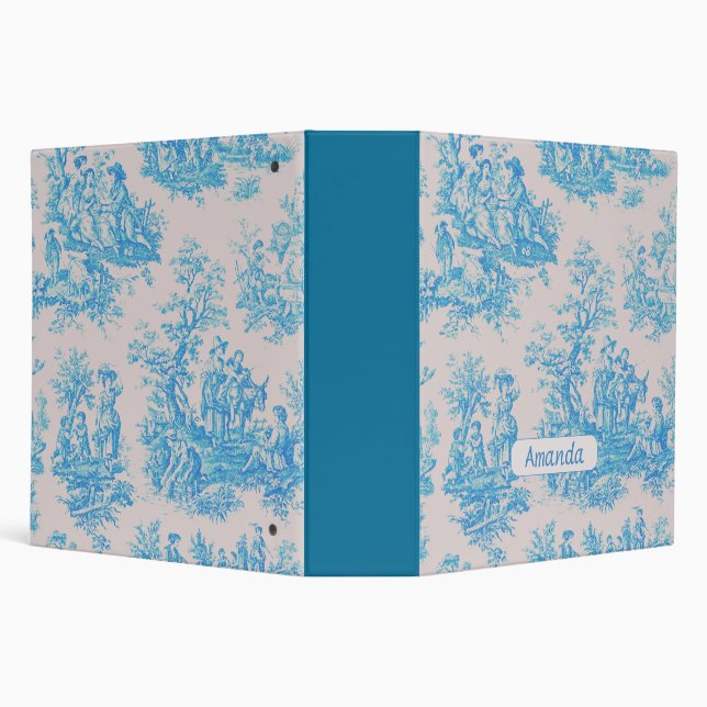 Elegant vintage blue turquoise toile de jouy binder (Background)