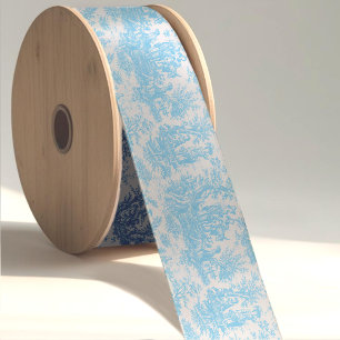 Elegant vintage blue turquoise toile de jouy grosgrain ribbon