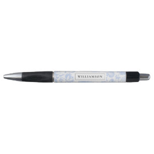 Elegant Vintage Blue Venetian Floral Botanical Pen