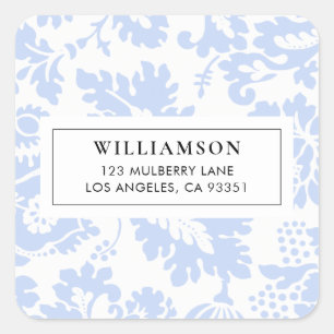 Elegant Vintage Blue Venetian Floral Botanical Square Sticker