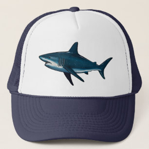 Elegant Vintage blue white shark  Trucker Hat