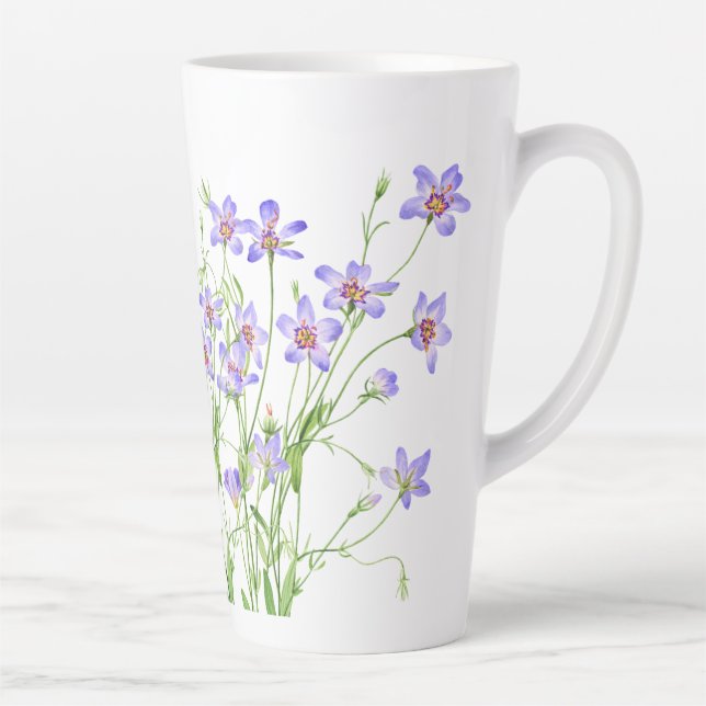 Elegant Vintage Blue Wildflowers Large Latte Mug (Right)