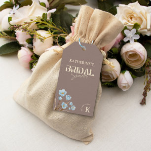 Elegant Vintage BlueWatercolorFloral Bridal Shower Gift Tags