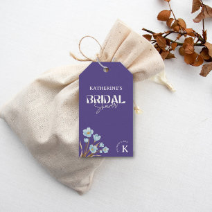 Elegant Vintage BlueWatercolorFloral Bridal Shower Gift Tags