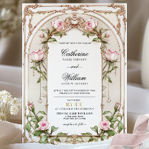 Elegant Vintage Blush Floral Wedding Invitation 