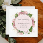 Elegant Vintage Blush Pink Floral 18th Birthday Invitation<br><div class="desc">Elegant modern botanical/garden-style blush pink watercolor vintage floral (roses) and painted green leaves on square white 18th birthday invitation.  Text,  font,  font size and colour are completely customizable,  so this card can be customized to perfectly suit your needs.</div>