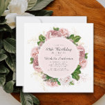Elegant Vintage Blush Pink Floral 40th Birthday Invitation<br><div class="desc">Elegant modern botanical/garden-style blush pink watercolor vintage floral (roses) and painted green leaves on square white 40th birthday invitation.  Text,  font,  font size and colour are completely customizable,  so this card can be customized to perfectly suit your needs.</div>