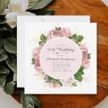 Elegant Vintage Blush Pink Floral 50th Birthday Invitation<br><div class="desc">Elegant modern botanical/garden-style blush pink watercolor vintage floral (roses) and painted green leaves on square white 50th birthday invitation.  Text,  font,  font size and colour are completely customizable,  so this card can be customized to perfectly suit your needs.</div>