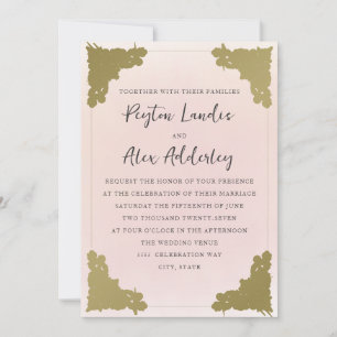 Elegant Vintage Blush Pink Gold  Invitation