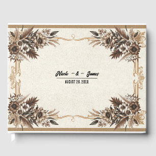 Elegant Vintage Bohemian Floral Wedding Welcome Guest Book