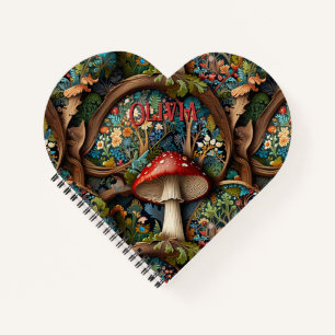 Elegant vintage bohemian mushroom forest notebook