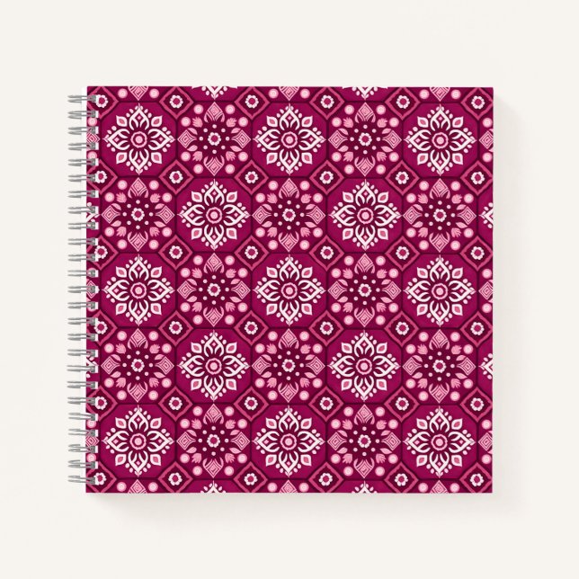 Elegant Vintage Boho Floral Pattern  Notebook (Front)