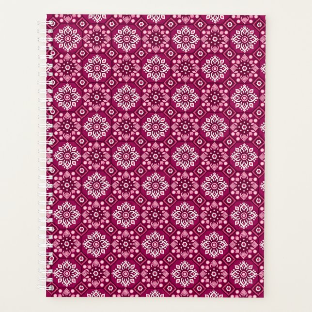 Elegant Vintage Boho Floral Pattern  Planner (Front)