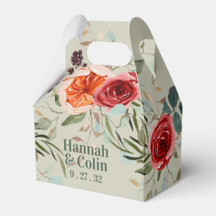 Elegant Vintage Boho Red Orange Grey Favor Box