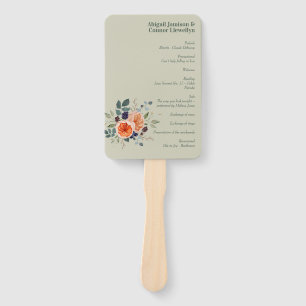 Elegant Vintage Boho Red Orange Grey Program Hand Fan