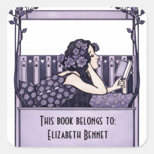 Elegant Vintage Bookplate Square Sticker