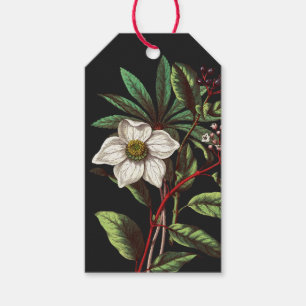 Elegant Vintage Botanical Christmas Rose Flower Gift Tags