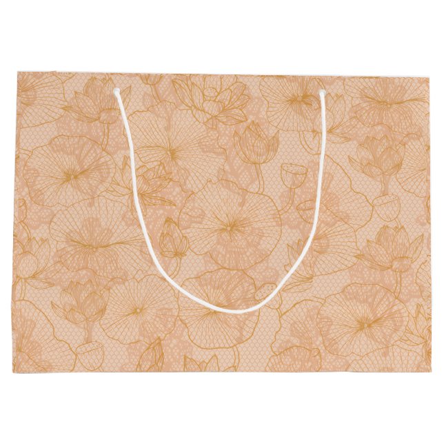 Elegant Vintage Botanical Floral Large Gift Bag (Back)